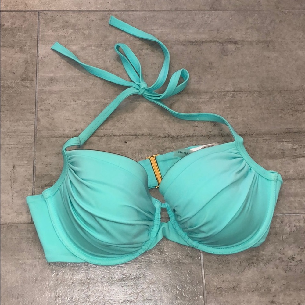 VS Teal underwire halter swimsuit top